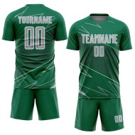 Custom Uniform Jersey Sports Sublimation Soccer Kelly Lines Gray-White Green Custom Uniform Jersey Sports Sublimation Soccer Kelly Lines Gray-White Green