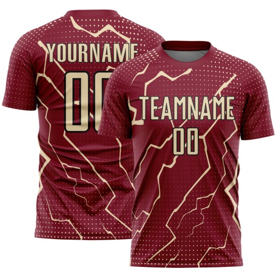 Custom Uniform Jersey Lightning Sports Soccer Sublimation Crimson Cream-Black