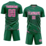 Kelly Sports Pink-White Sublimation Custom Uniform Soccer Lines Jersey Green Kelly Sports Pink-White Sublimation Custom Uniform Soccer Lines Jersey Green