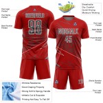 Red Jersey Steel Uniform Sports Sublimation Custom Soccer Lines Gray-White