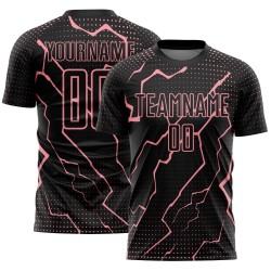Sublimation Lightning Pink Jersey Medium Sports Uniform Custom Soccer Black