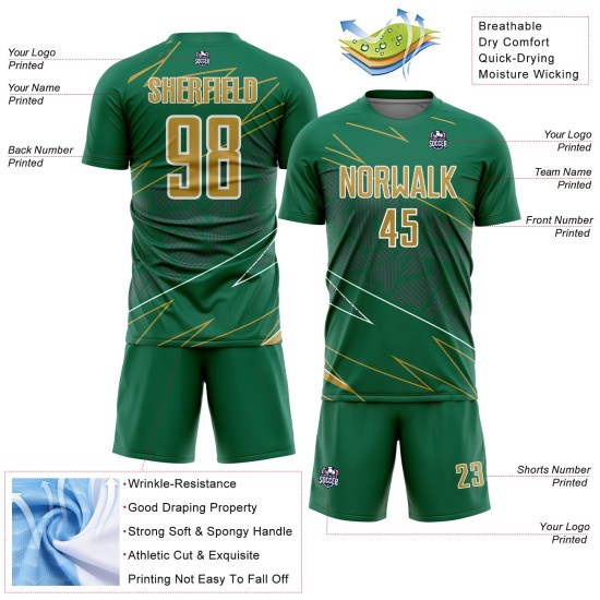 Soccer Sublimation Gold-White Lines Uniform Sports Green Custom Kelly Jersey Old Soccer Sublimation Gold-White Lines Uniform Sports Green Custom Kelly Jersey Old