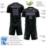 Jersey Soccer Sports Uniform Black Custom Teal-Pink Sublimation Lightning Jersey Soccer Sports Uniform Black Custom Teal-Pink Sublimation Lightning