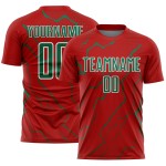 Red Sports Lightning Uniform Custom Kelly Jersey Soccer Green-White Sublimation