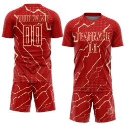 Sublimation Uniform Cream Lightning Custom Jersey Sports Red Soccer