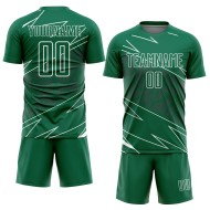 Green Sublimation Uniform White Jersey Sports Custom Lines Kelly Soccer Green Sublimation Uniform White Jersey Sports Custom Lines Kelly Soccer