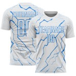 Jersey Sports Lightning Powder Soccer Uniform Sublimation White Custom Blue Jersey Sports Lightning Powder Soccer Uniform Sublimation White Custom Blue