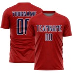 Jersey Red Geometric Soccer Shape Custom Uniform Sports Sublimation Navy-White Jersey Red Geometric Soccer Shape Custom Uniform Sports Sublimation Navy-White