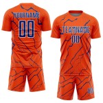 Uniform Royal-White Soccer Lightning Sports Sublimation Orange Custom Jersey