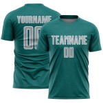 Sublimation Gray-White Geometric Uniform Jersey Custom Shape Soccer Sports Teal