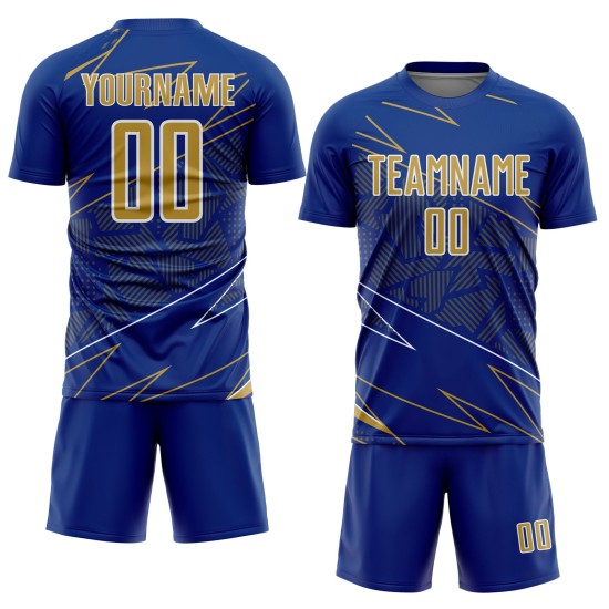 Uniform Custom Sports Royal Jersey Lines Soccer Old Gold-White Sublimation Uniform Custom Sports Royal Jersey Lines Soccer Old Gold-White Sublimation