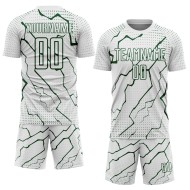 Custom Sublimation Soccer Jersey Lightning Sports Green White Uniform Custom Sublimation Soccer Jersey Lightning Sports Green White Uniform