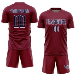 Custom Crimson Uniform Navy-White Sports Shape Geometric Sublimation Soccer Jersey Custom Crimson Uniform Navy-White Sports Shape Geometric Sublimation Soccer Jersey